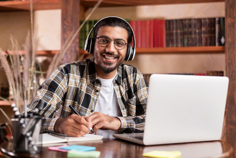 student studying online